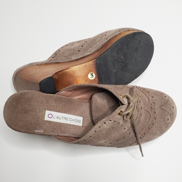 L' AUTRE CHOSE Lace-up Wingtip Leather Mule 6.5. - Picture 7 of 7